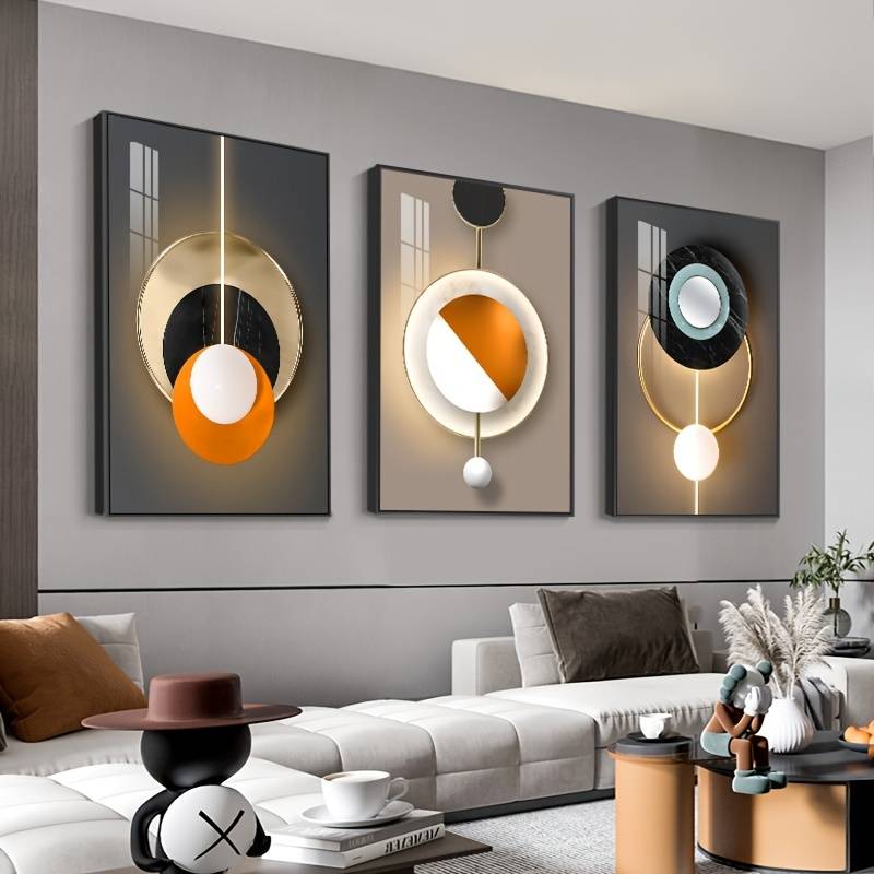 3pcs Modern Abstract Geometric Canvas Wall Art - Luxury Home Decor for HD  Print and Wall Decor